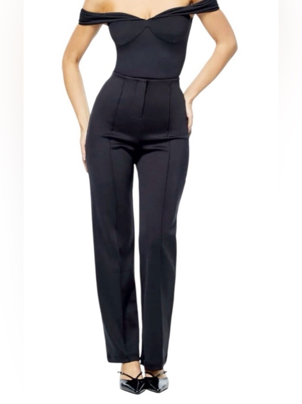 NAMA Scuba™️ Pintuck Pants Black Size M High Rise Straight Leg Ultra Stretch